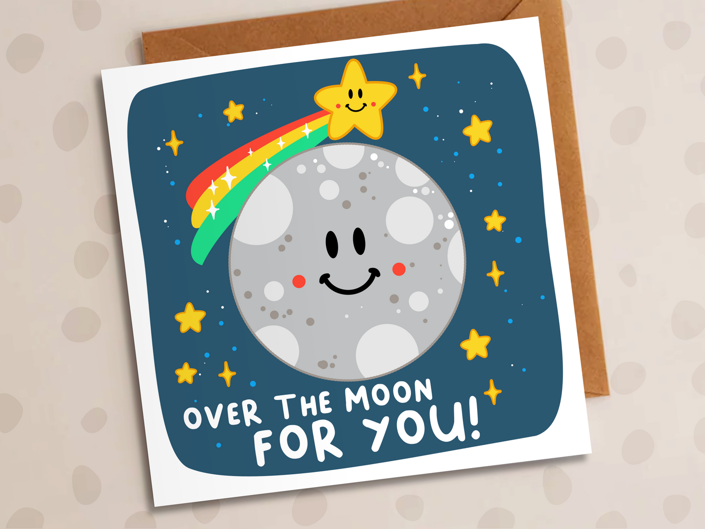 Over The Moon For You Card, Congratulations, Moon