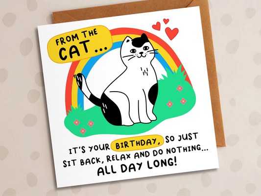 Sit Back And Relax Card, Birthday, Cat