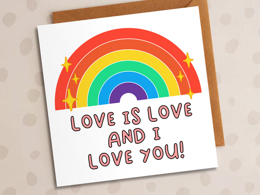 Love Is Love Card, Anniversary, LGBT, Rainbow