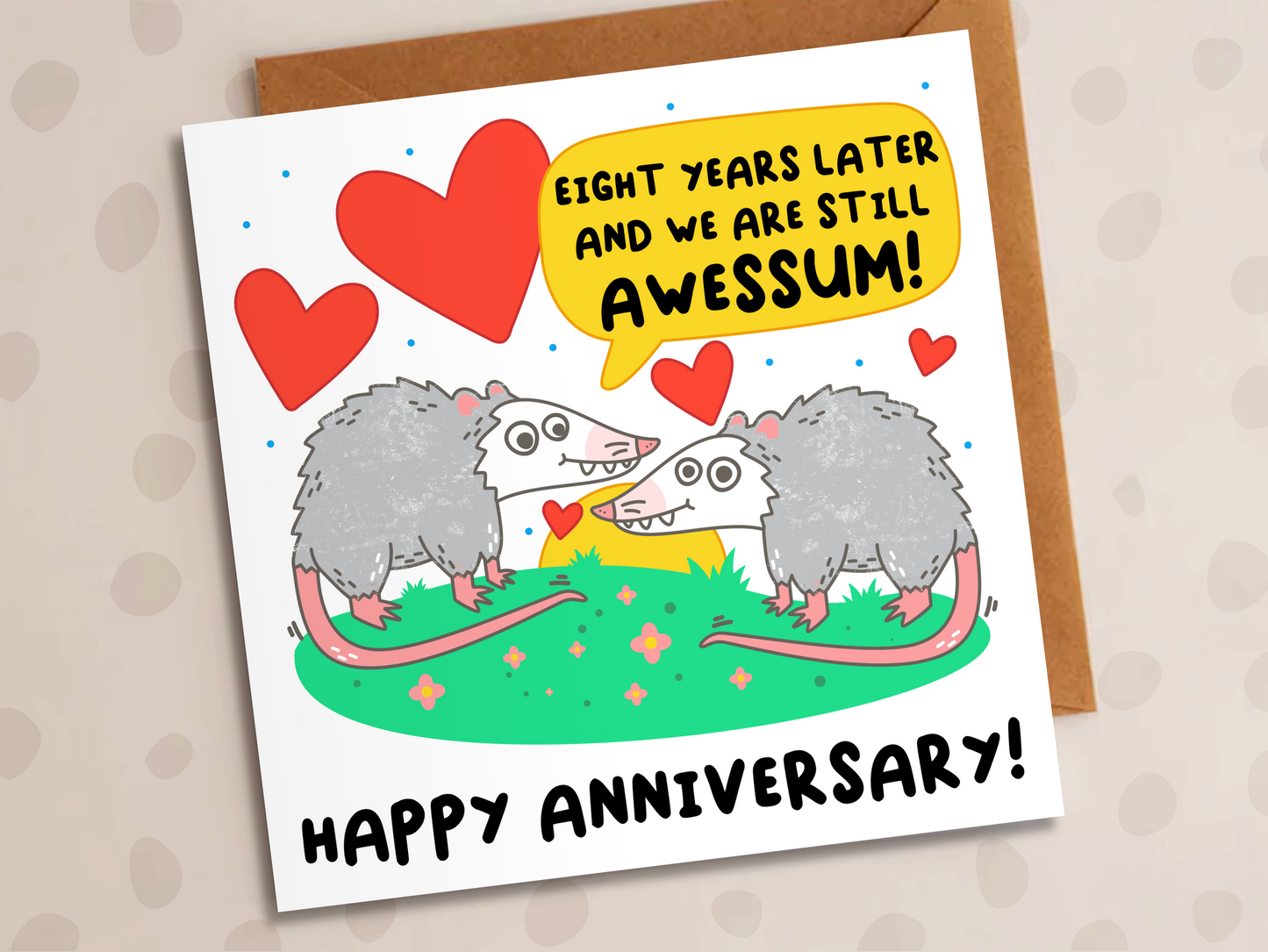 We Are Still Awessum Card, Personalised Anniversary Year, Opossums