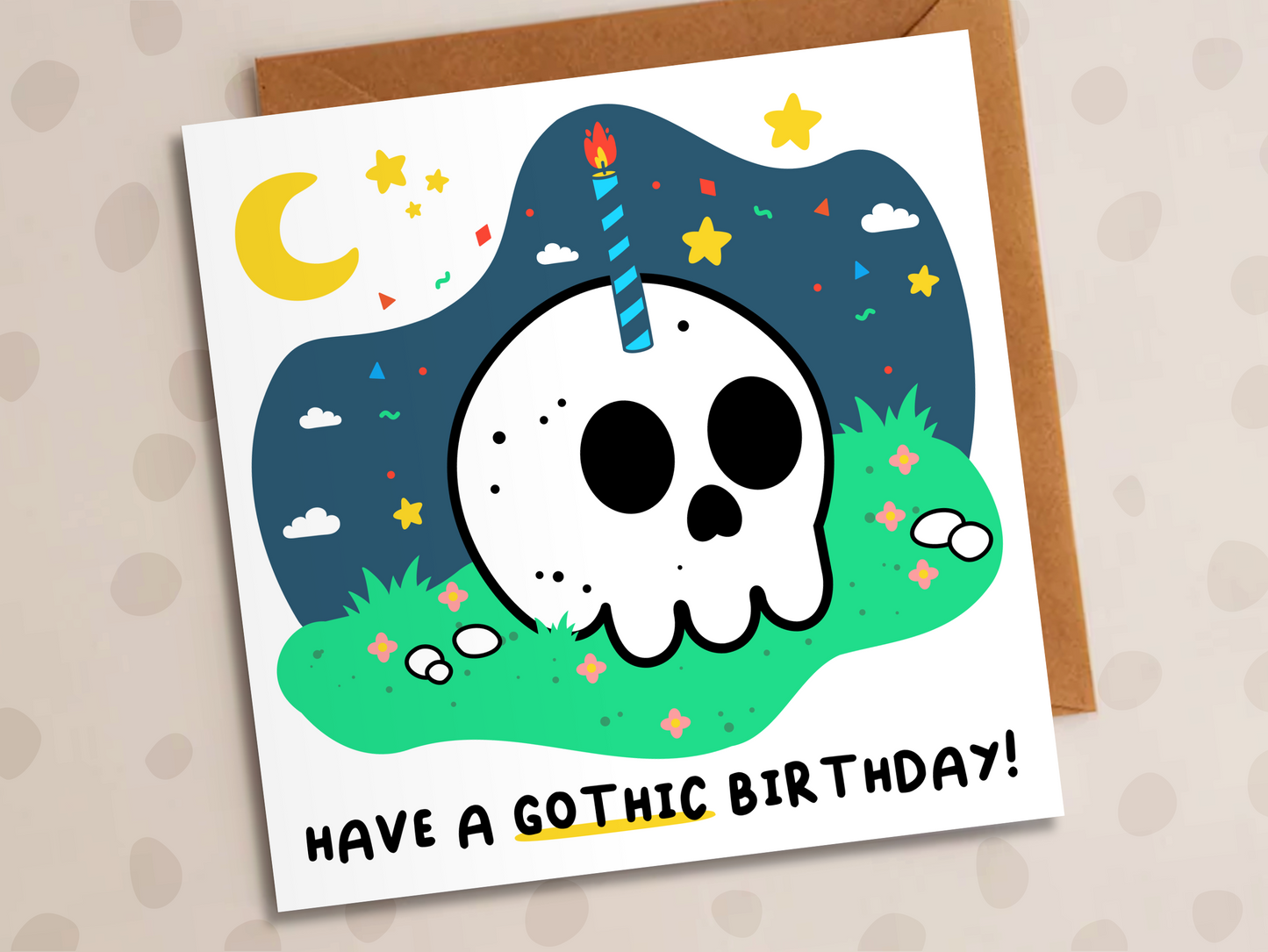 Have A Gothic Birthday Card, Birthday, Skull