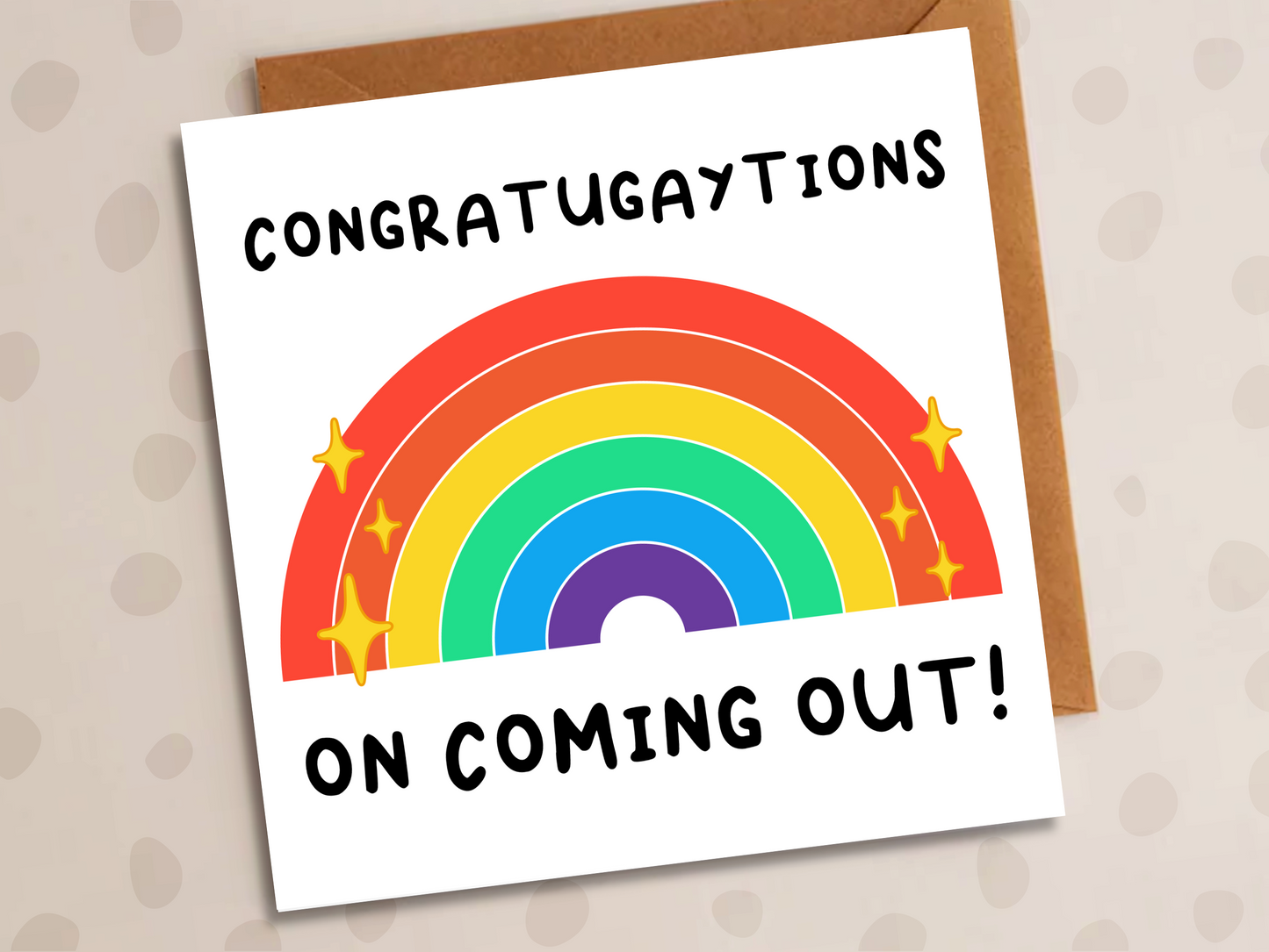 Congratugaytions On Coming Out Card, Pride, LGBT, Rainbow