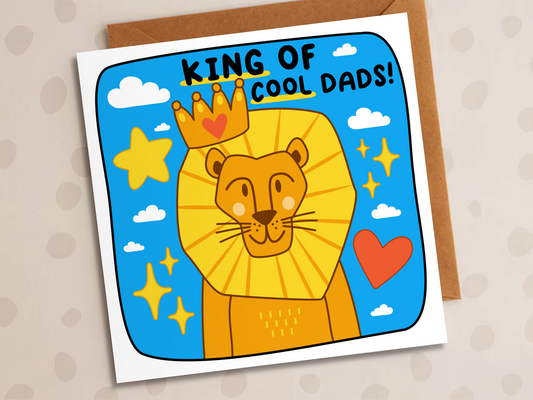 King Of Cool Dads Card, Birthday, Lion