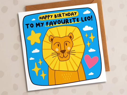 My Favourite Leo Card, Birthday, Lion