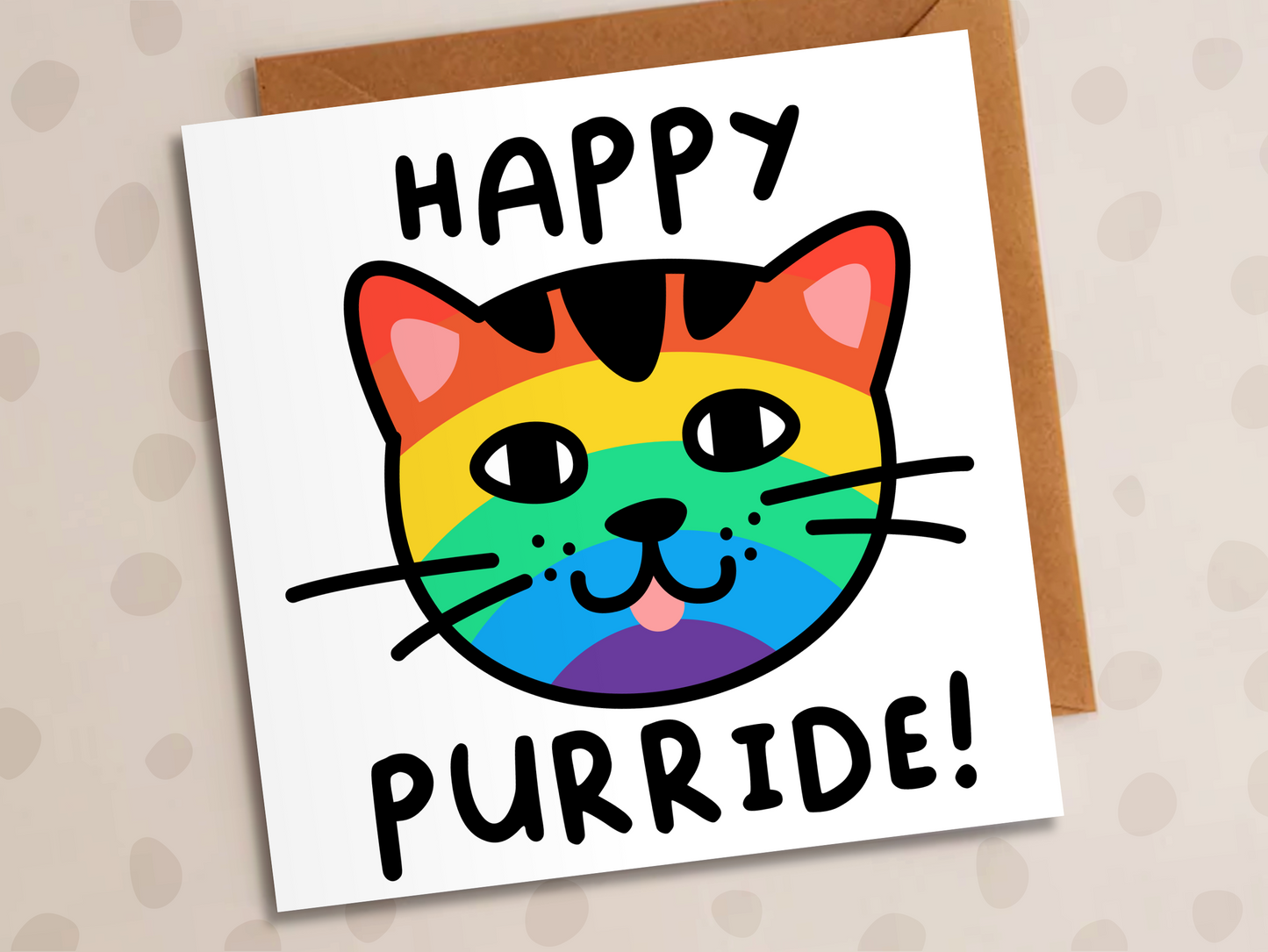 Happy Purride Card, Pride, LGBT, Cat