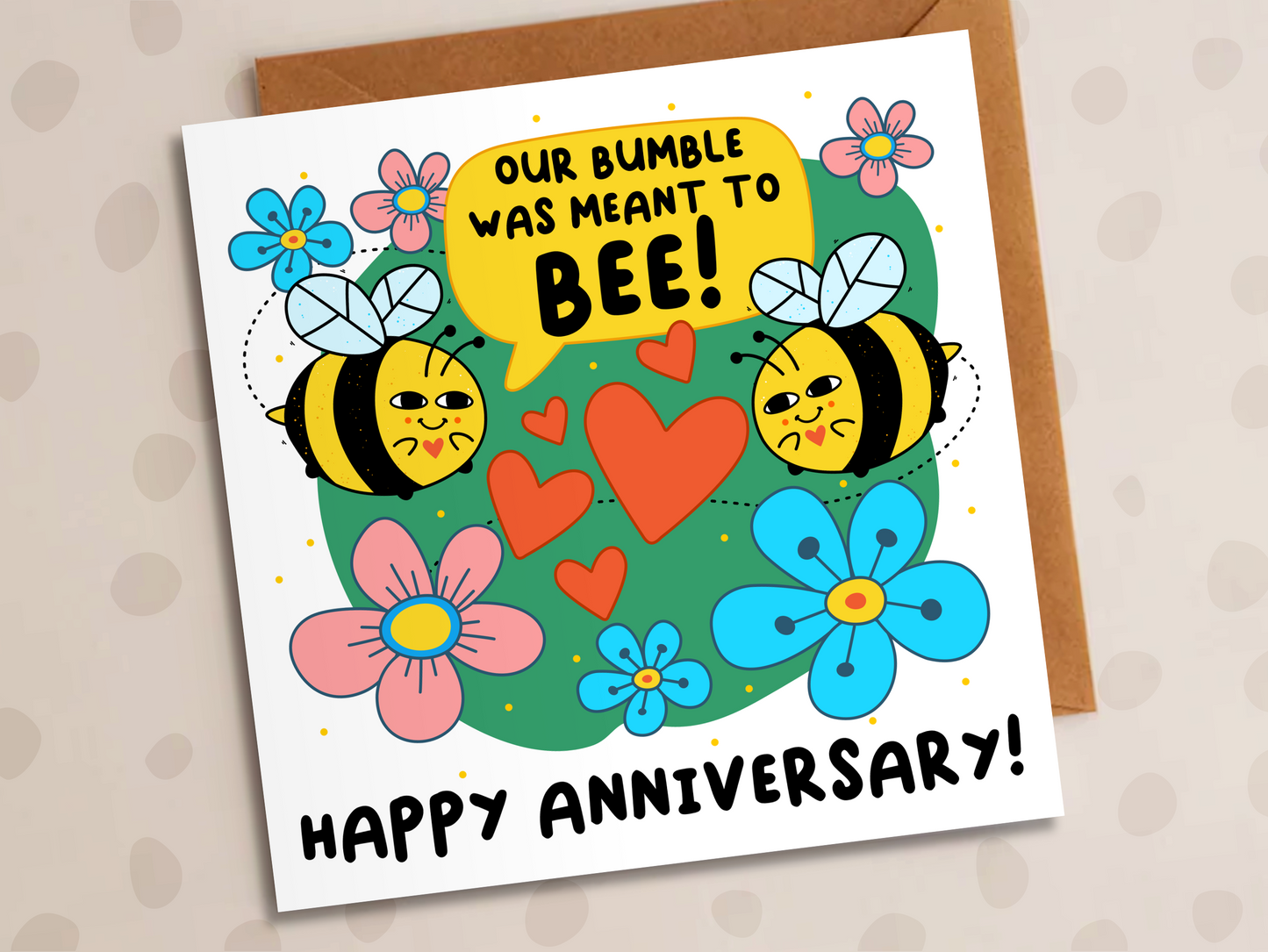 Our Bumble Was Meant To Bee Card, Anniversary, Cute Bees