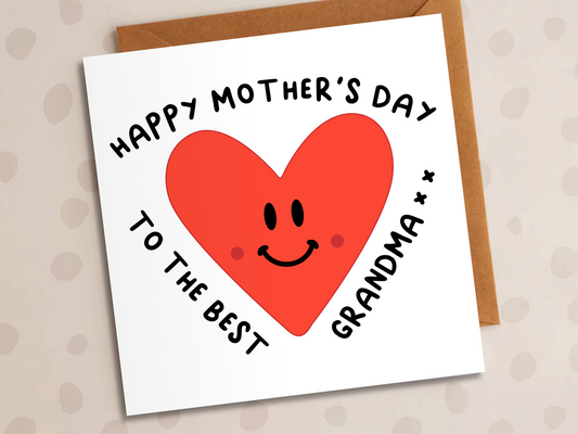 To The Best Grandma Card, Mother's Day, Heart