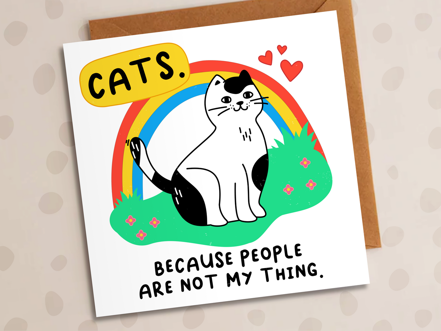 People Are Not My Thing Card, Birthday, Cat Lover
