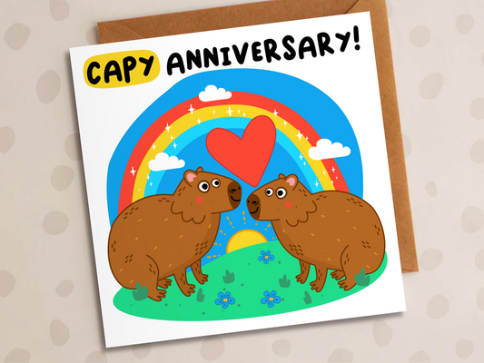 Capy Anniversary Card, Anniversary, Cute Capybera
